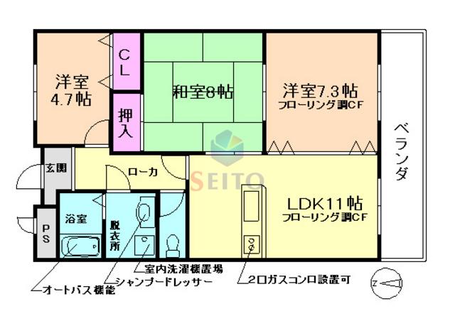 パークハイツアイリス5号館(3LDK/8階)の間取り写真