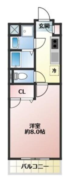 ポレール(1K/1階)の間取り写真