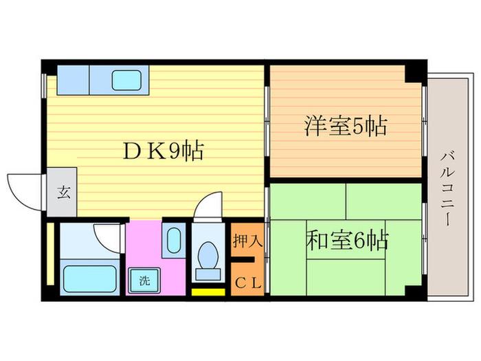 桂フォーラム(2DK/1階)の間取り写真