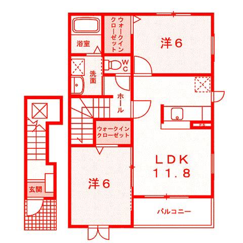 ガ一デンハウス(2LDK/2階)の間取り写真