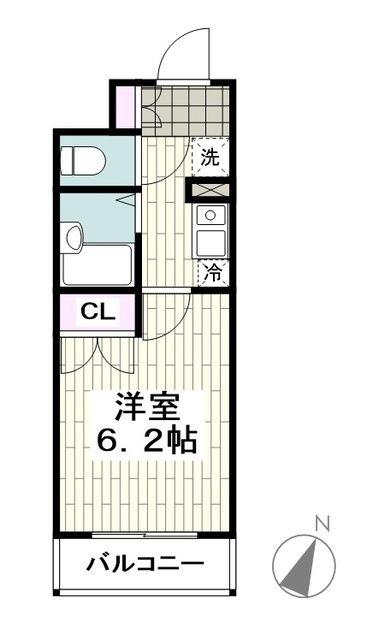 サウスィング上大岡(1K/1階)の間取り写真