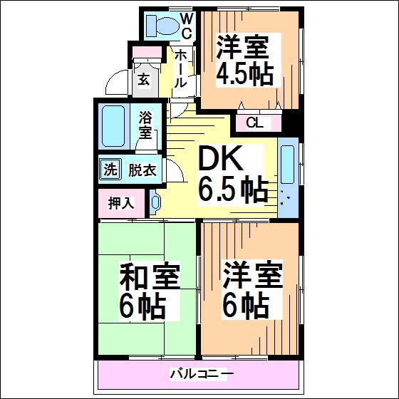 センチュリー三鷹第2(3DK/2階)の間取り写真