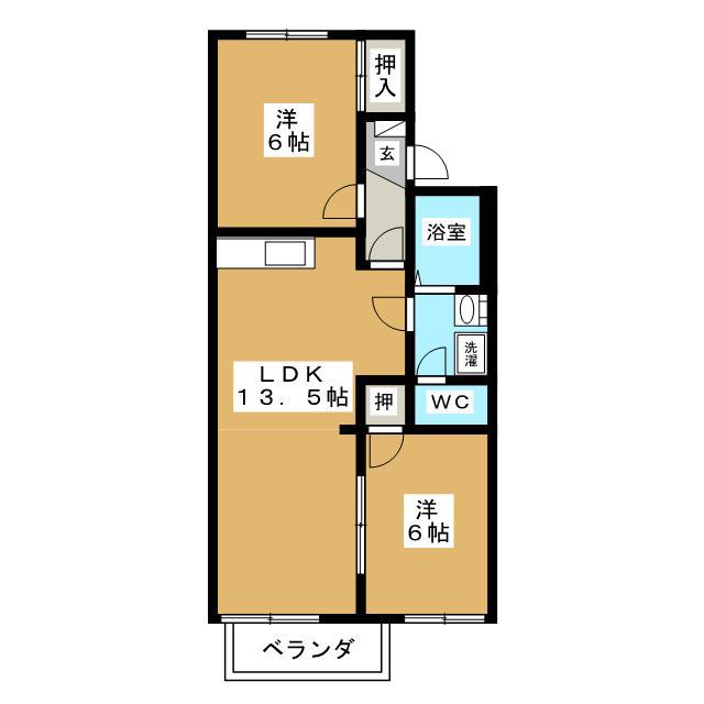 FREE WAY A棟(2LDK/2階)の間取り写真