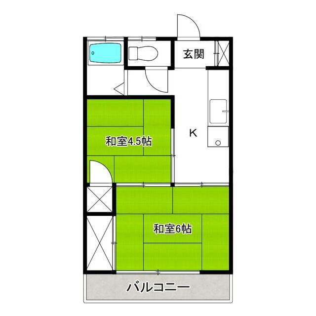 鈴和コーポラス(2K/2階)の間取り写真