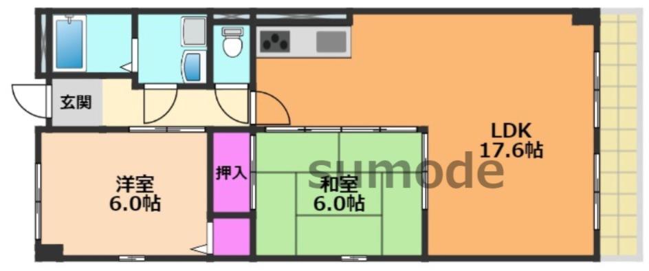 クリエイト三島(2LDK/2階)の間取り写真