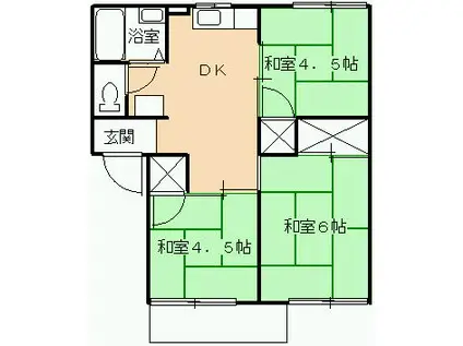 コーポオカノ(3DK/2階)の間取り写真