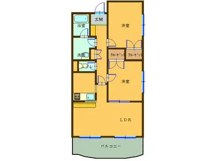 メイプルリーフ(2LDK/3階)の間取り写真