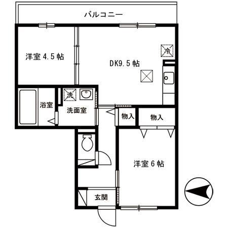 レフィナードカルチェC棟(2DK/3階)の間取り写真