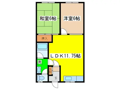 万年青マンション(2LDK/2階)の間取り写真
