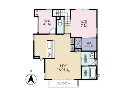 レガート(2LDK/2階)の間取り写真