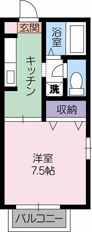 グランデールA棟(1K/1階)の間取り写真