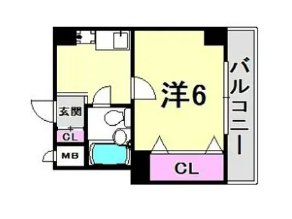 ヴィラパックス神戸(1K/3階)の間取り写真