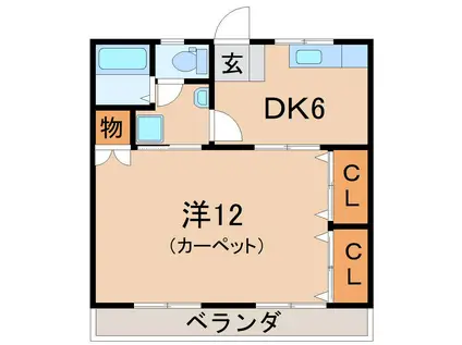 成出ハイツ(1DK/2階)の間取り写真