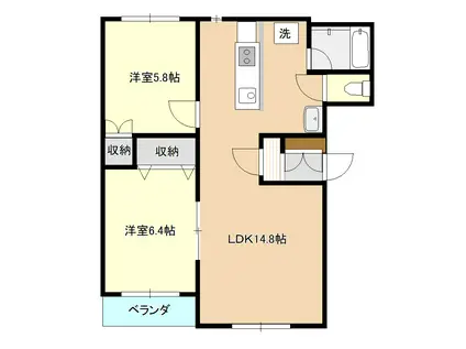 レオ・グランコート有明(2LDK/1階)の間取り写真