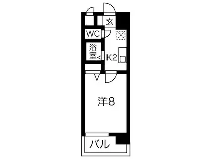 ヒルズ新栄(1K/6階)の間取り写真