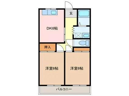 マンションあこう松阪(2DK/2階)の間取り写真