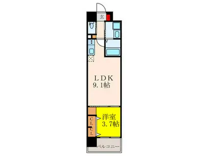 スプランディッド江坂DUE(1LDK/6階)の間取り写真