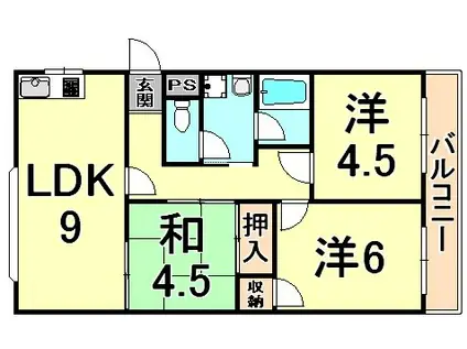 エスポアール西宮北口I・II(3LDK/1階)の間取り写真