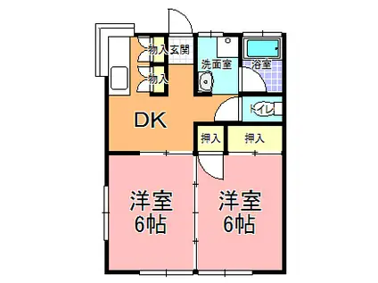 モン・セジュール E棟(2DK/1階)の間取り写真