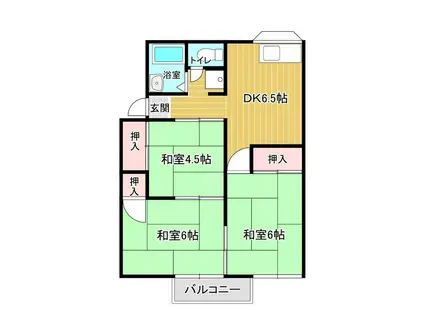 ハイツ住吉A(3DK/2階)の間取り写真