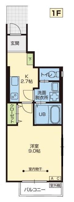 ＪＲ東北本線 花巻駅 徒歩33分 2階建 築4年(1K/1階)の間取り写真