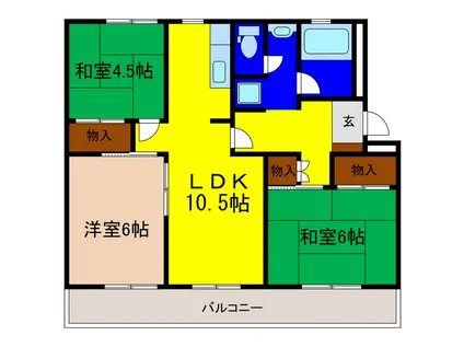 松茂マンション(3LDK/4階)の間取り写真