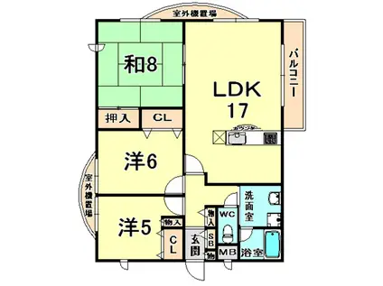 メゾンドール夙川台(3LDK/2階)の間取り写真