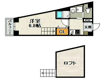 レヴァンテ宝塚(1K/3階)の間取り写真