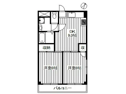 ニューライフ赤塚マンション(2DK/2階)の間取り写真