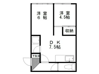 バームハイツ(2DK/2階)の間取り写真