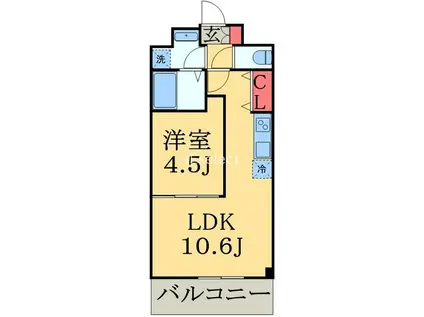 RE-LOR新千葉(1LDK/4階)の間取り写真