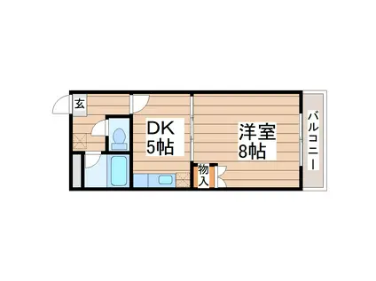八木山アベニュー(1DK/4階)の間取り写真