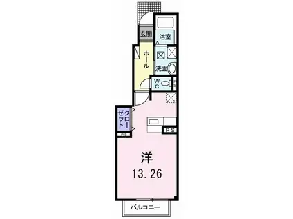 マンモス よこやまI(1K/1階)の間取り写真