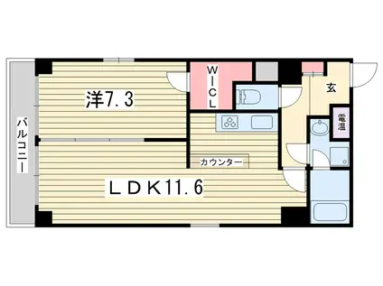 ディアコート四条烏丸(1LDK/5階)の間取り写真