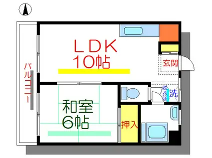 丸富マンション(1LDK/7階)の間取り写真