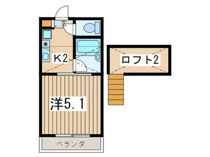 ビューテラス鎌倉(1K/2階)の間取り写真