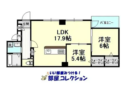 エルティアラ上富野II(2LDK/4階)の間取り写真