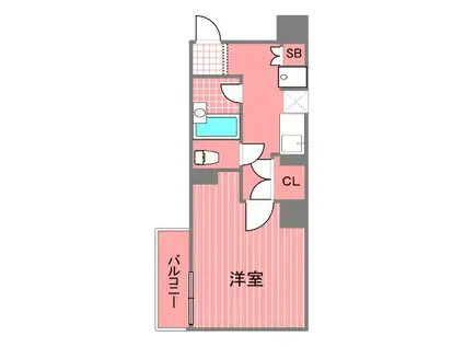 ヴェルト横浜ブライトコート(1K/4階)の間取り写真