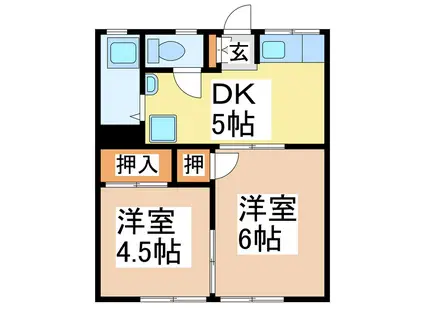 田島ハイツ(2DK/1階)の間取り写真