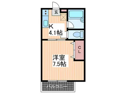 コーポT1(1K/1階)の間取り写真