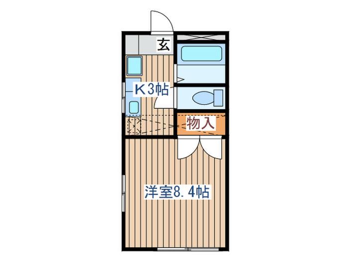 コラルハイム(1K/1階)の間取り写真