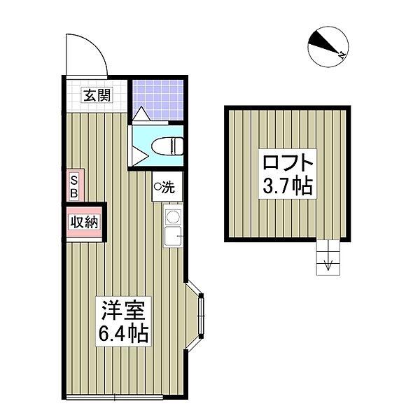 パレス杉田V(ワンルーム/2階)の間取り写真