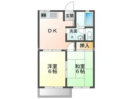 サンコーポ中山(2DK/2階)の間取り写真
