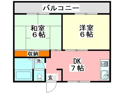 第2コーポラス枝国(2DK/1階)の間取り写真