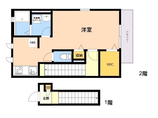 アムール椿(ワンルーム/2階)の間取り写真