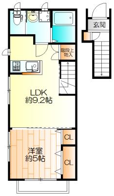 モンテ・ドゥ・カーサ(1LDK/2階)の間取り写真