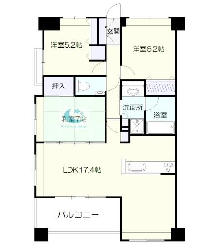 JGMヴェルデ城山502(3LDK/5階)の間取り写真