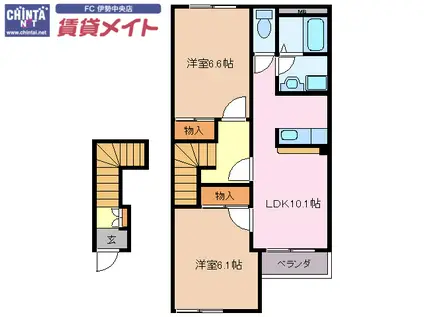 ヴェールメゾン(2LDK/2階)の間取り写真