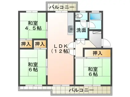 新多聞第3211号棟(3LDK/5階)の間取り写真