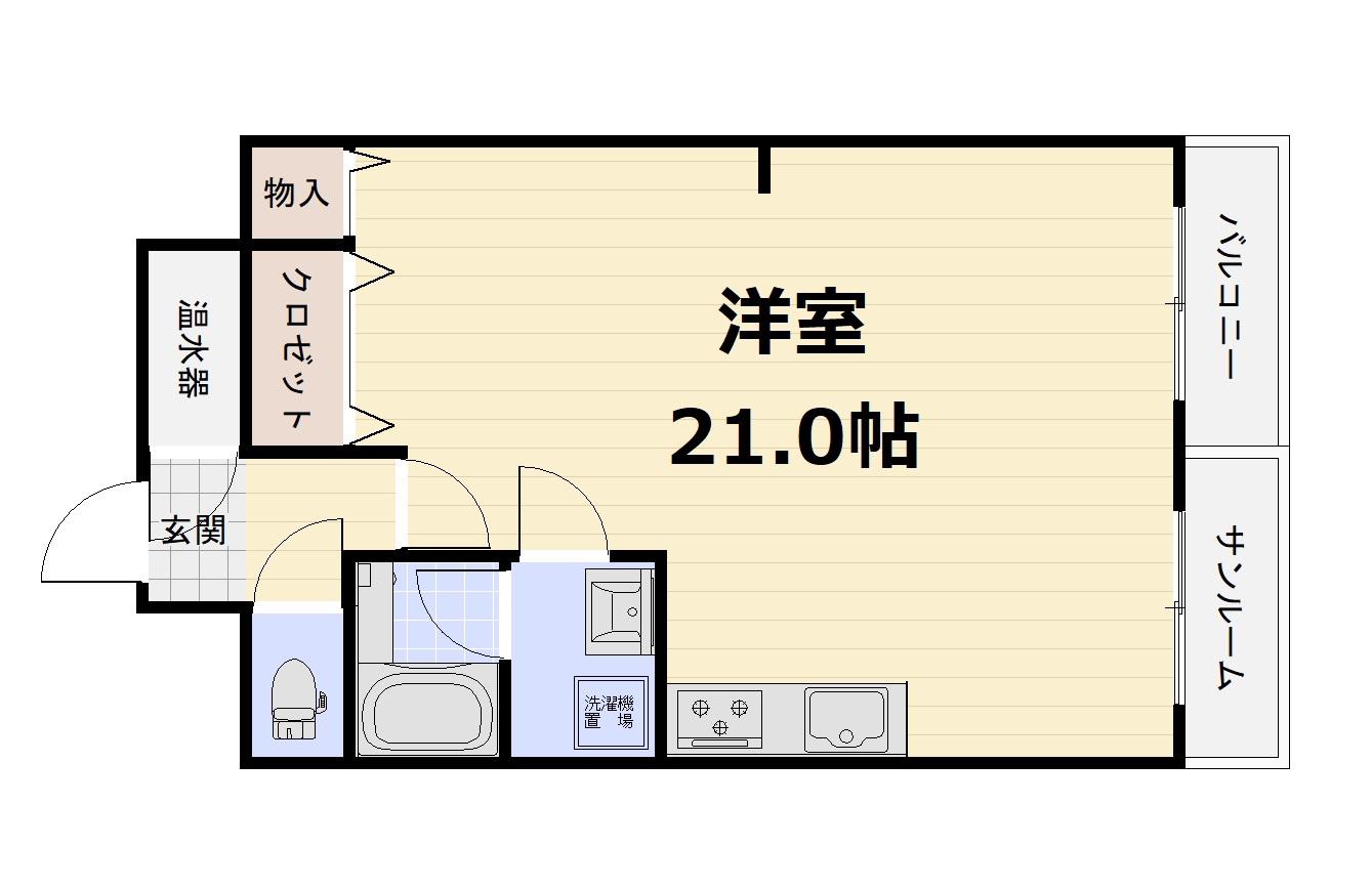 山科クリーンハイツ(ワンルーム/3階)の間取り写真